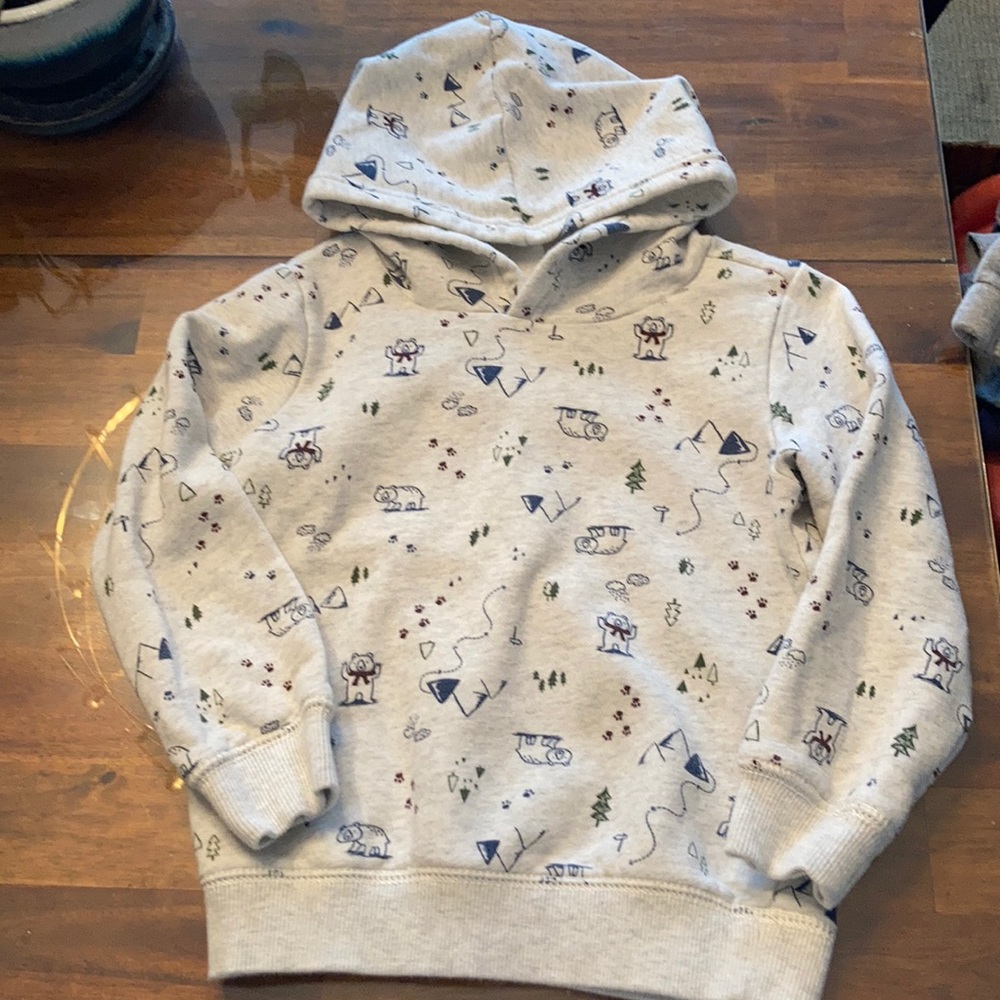 Wildlife Print Heather Grey Sweatshirt Hoody